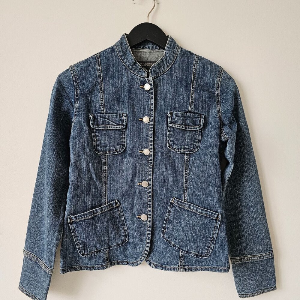 BANANA REPUBLIC Blue Denim Stretch Front Pocket Jean Jacket XS